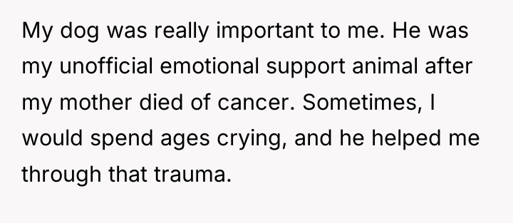 My dog was really important to me. He was my...