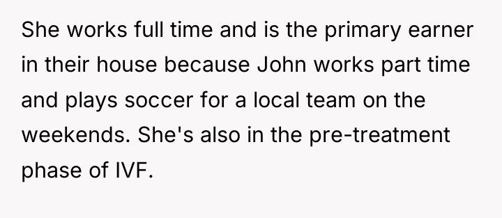 She works full time and is the primary earner in...