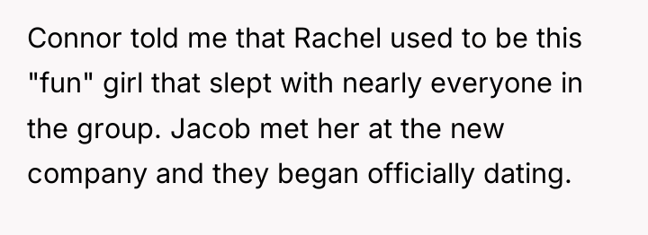 Connor told me that Rachel used to be this "fun"...