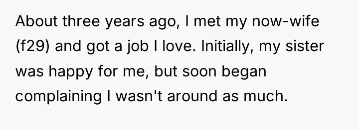 About three years ago, I met my now-wife (f29) and...