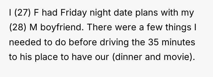 I (27) F had Friday night date plans with my...