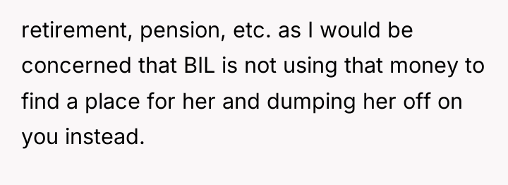 retirement, pension, etc. as I would be concerned that BIL...