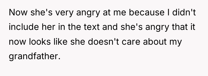 Now she's very angry at me because I didn't include...