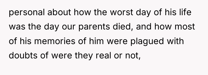 personal about how the worst day of his life was...