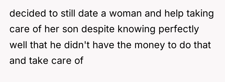 decided to still date a woman and help taking care...
