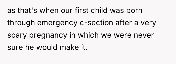 as that's when our first child was born through emergency...