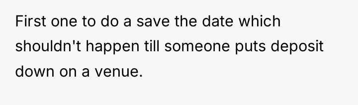 First one to do a save the date which shouldn't...