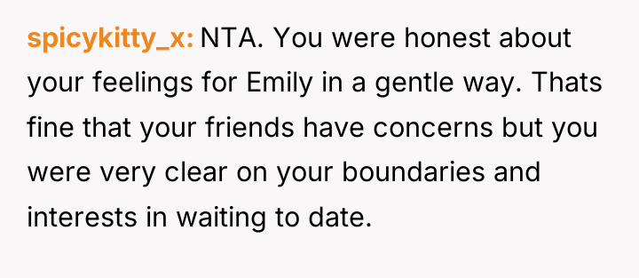 spicykitty_x NTA. You were honest about your feelings for Emily...