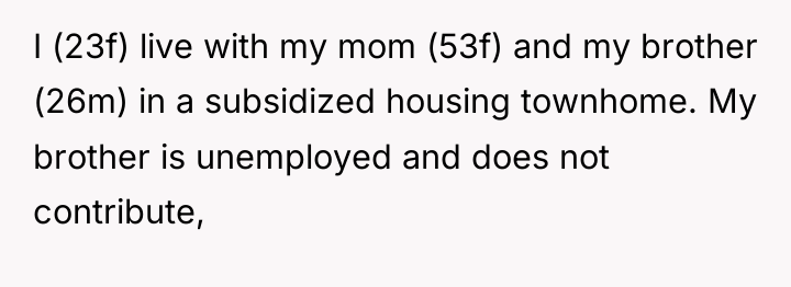 I (23f) live with my mom (53f) and my brother...