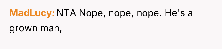 MadLucy NTA Nope, nope, nope. He's a grown man,
