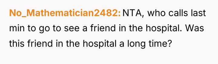 No_Mathematician2482 NTA, who calls last min to go to see...