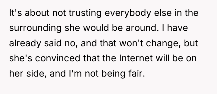 It's about not trusting everybody else in the surrounding she...
