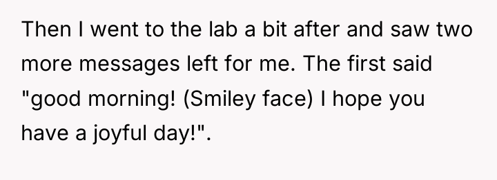 Then I went to the lab a bit after and...