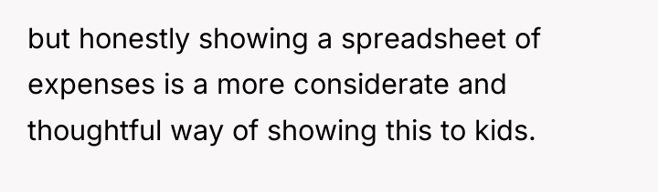 but honestly showing a spreadsheet of expenses is a more...