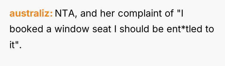 australiz NTA, and her complaint of "I booked a window...