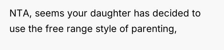 NTA, seems your daughter has decided to use the free...