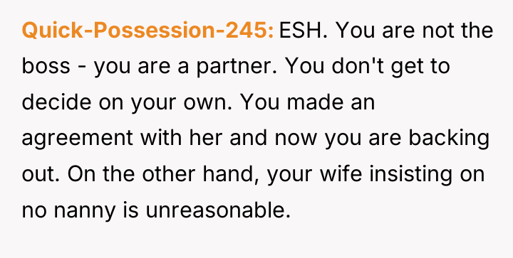 Quick-Possession-245 ESH. You are not the boss - you are...