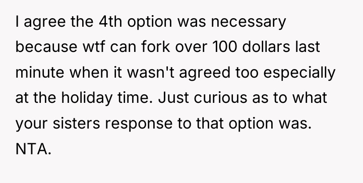I agree the 4th option was necessary because wtf can...