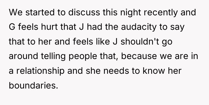We started to discuss this night recently and G feels...