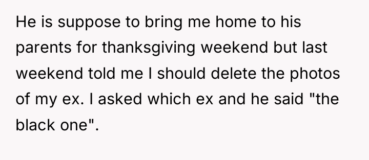 He is suppose to bring me home to his parents...