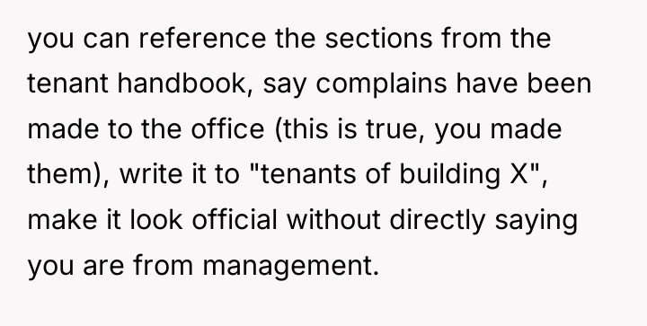 you can reference the sections from the tenant handbook, say...