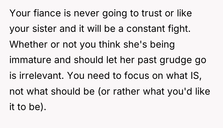 Your fiance is never going to trust or like your...