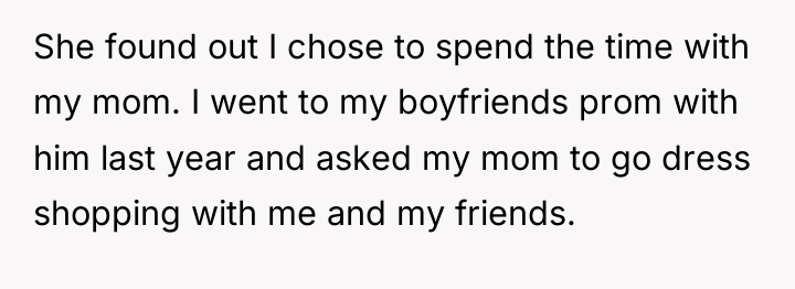She found out I chose to spend the time with...