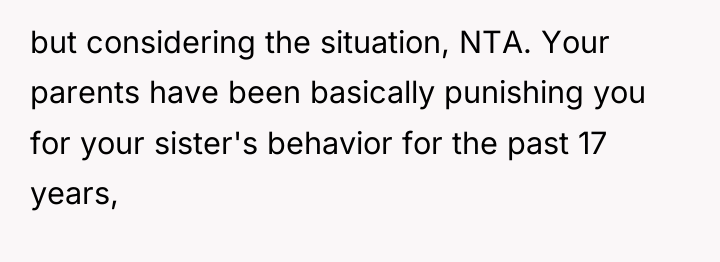 but considering the situation, NTA. Your parents have been basically...