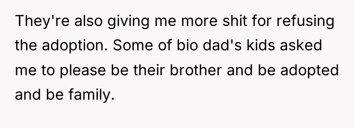 They're also giving me more shit for refusing the adoption....