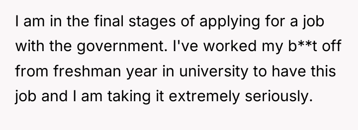I am in the final stages of applying for a...