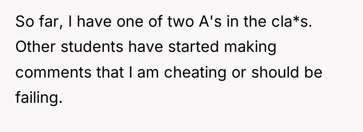 So far, I have one of two A's in the...