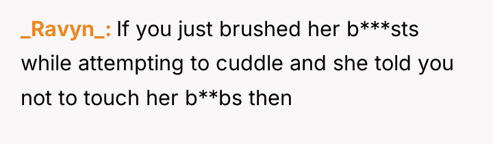 _Ravyn_ If you just brushed her b***sts while attempting to...