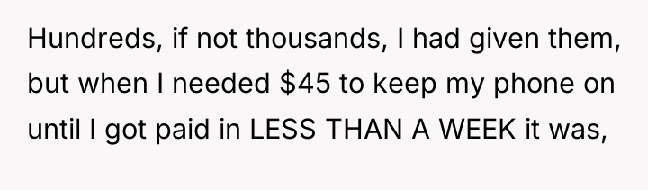 Hundreds, if not thousands, I had given them, but when...