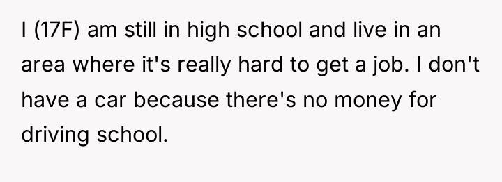 I (17F) am still in high school and live in...