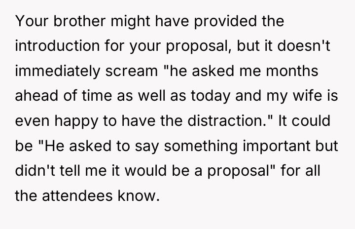 Your brother might have provided the introduction for your proposal,...