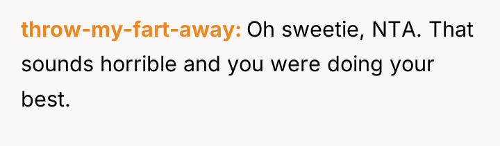 throw-my-fart-away Oh sweetie, NTA. That sounds horrible and you were...