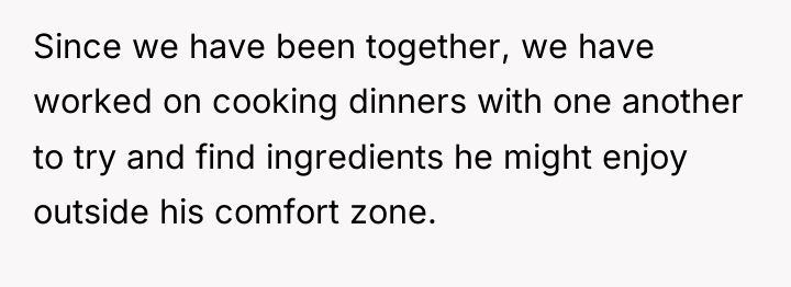 Since we have been together, we have worked on cooking...