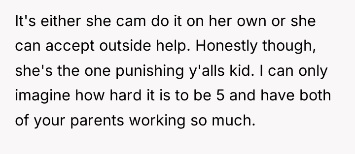 It's either she cam do it on her own or...