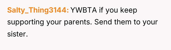 Salty_Thing3144 YWBTA if you keep supporting your parents. Send them...