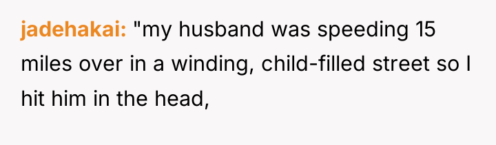 jadehakai "my husband was speeding 15 miles over in a...