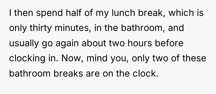 I then spend half of my lunch break, which is...