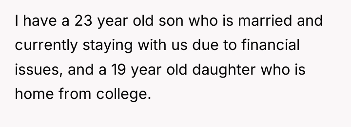 I have a 23 year old son who is married...