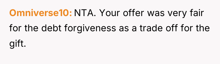 Omniverse10 NTA. Your offer was very fair for the debt...