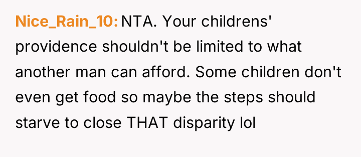 Nice_Rain_10 NTA. Your childrens' providence shouldn't be limited to what...