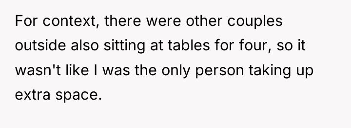 For context, there were other couples outside also sitting at...