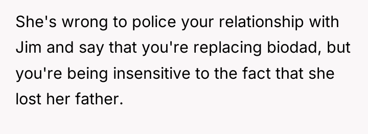 She's wrong to police your relationship with Jim and say...