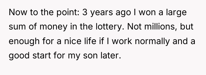 Now to the point: 3 years ago I won a...