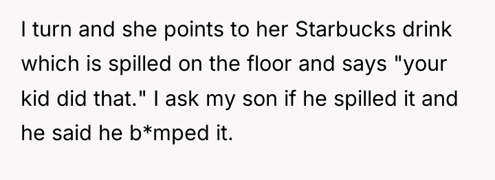 I turn and she points to her Starbucks drink which...