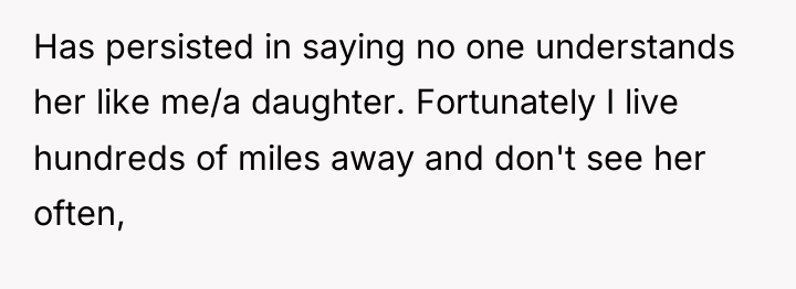 Has persisted in saying no one understands her like me/a...