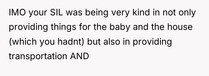 IMO your SIL was being very kind in not only...